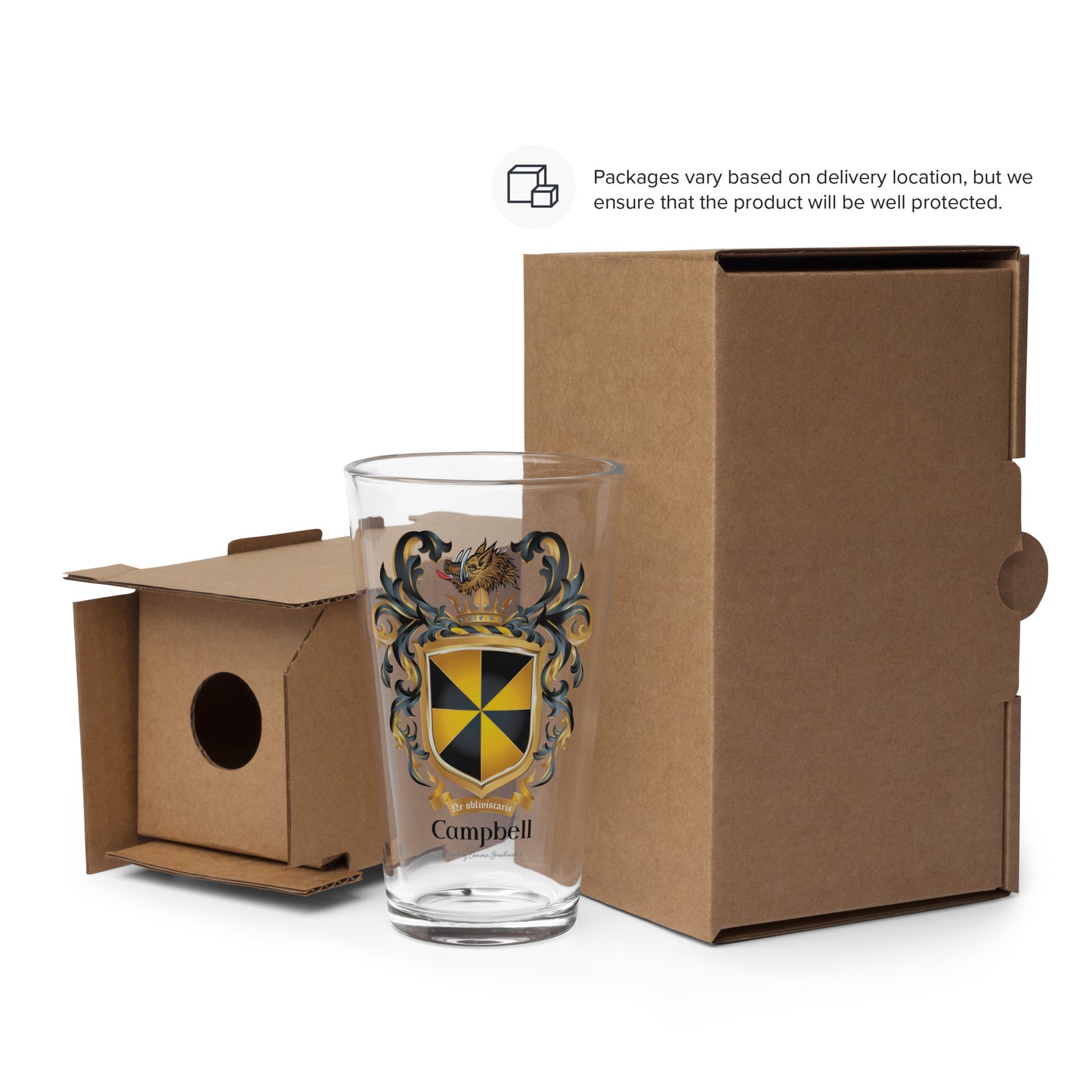 Campbell Family Crest beer glass - earliest version