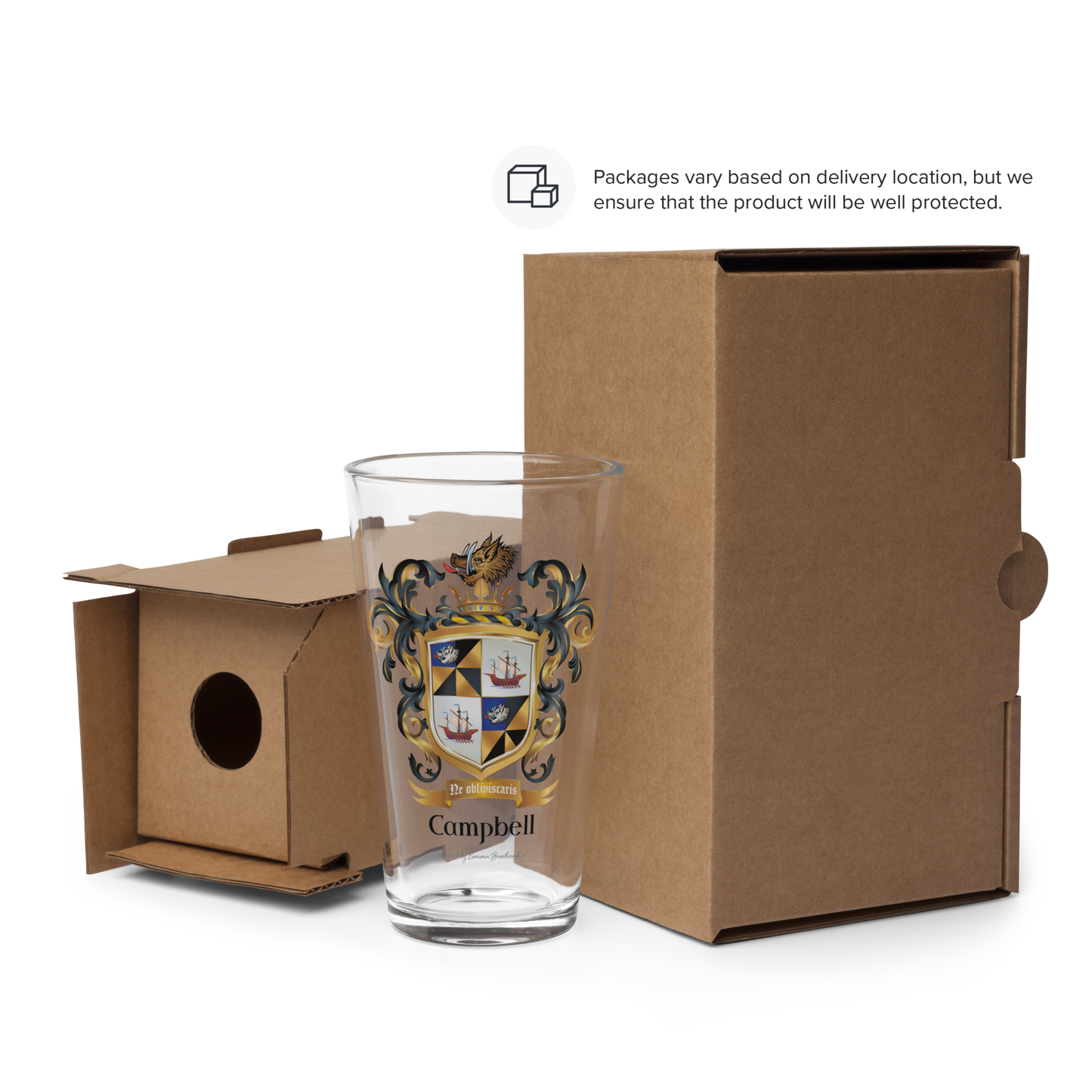 Campbell Family Crest beer glass - Argyll origin