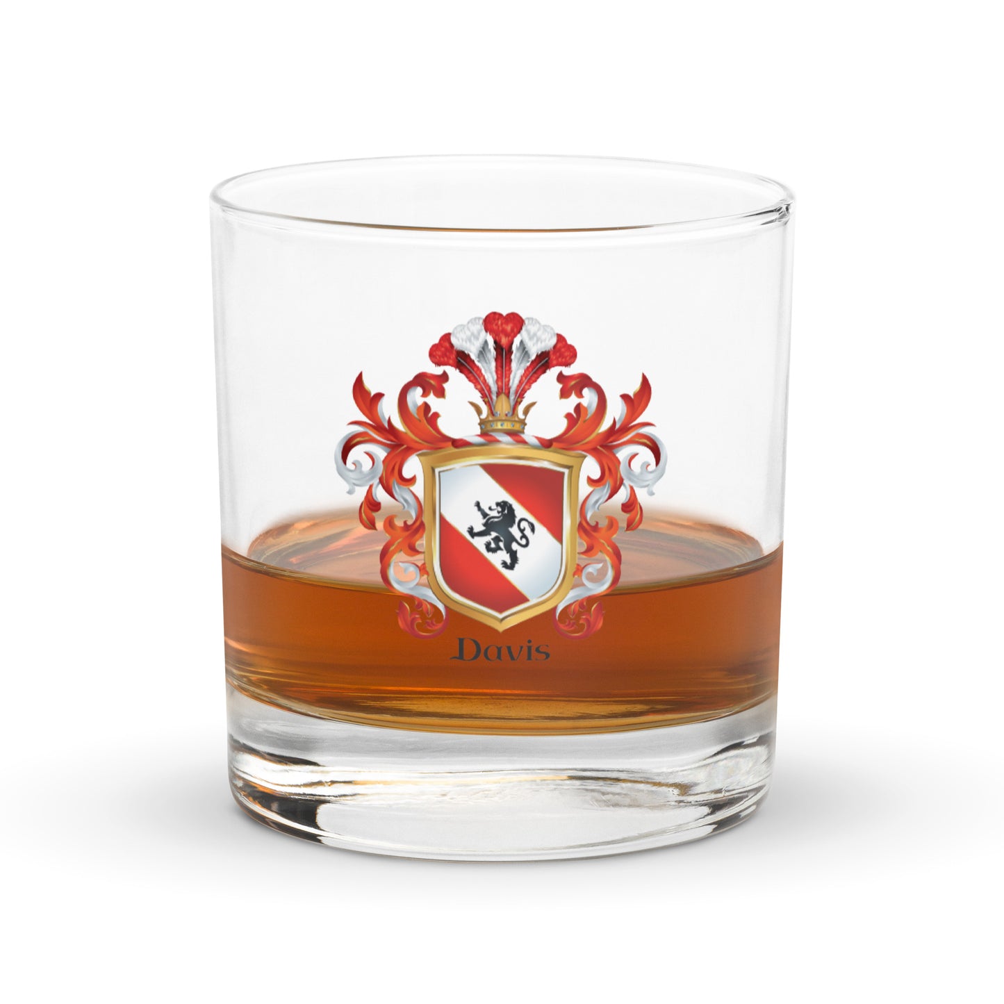 Davis Family Crest Rocks Glass
