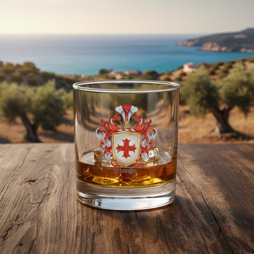 Martin Family Crest Rocks Glass - Aragon origin-Family Crests Store