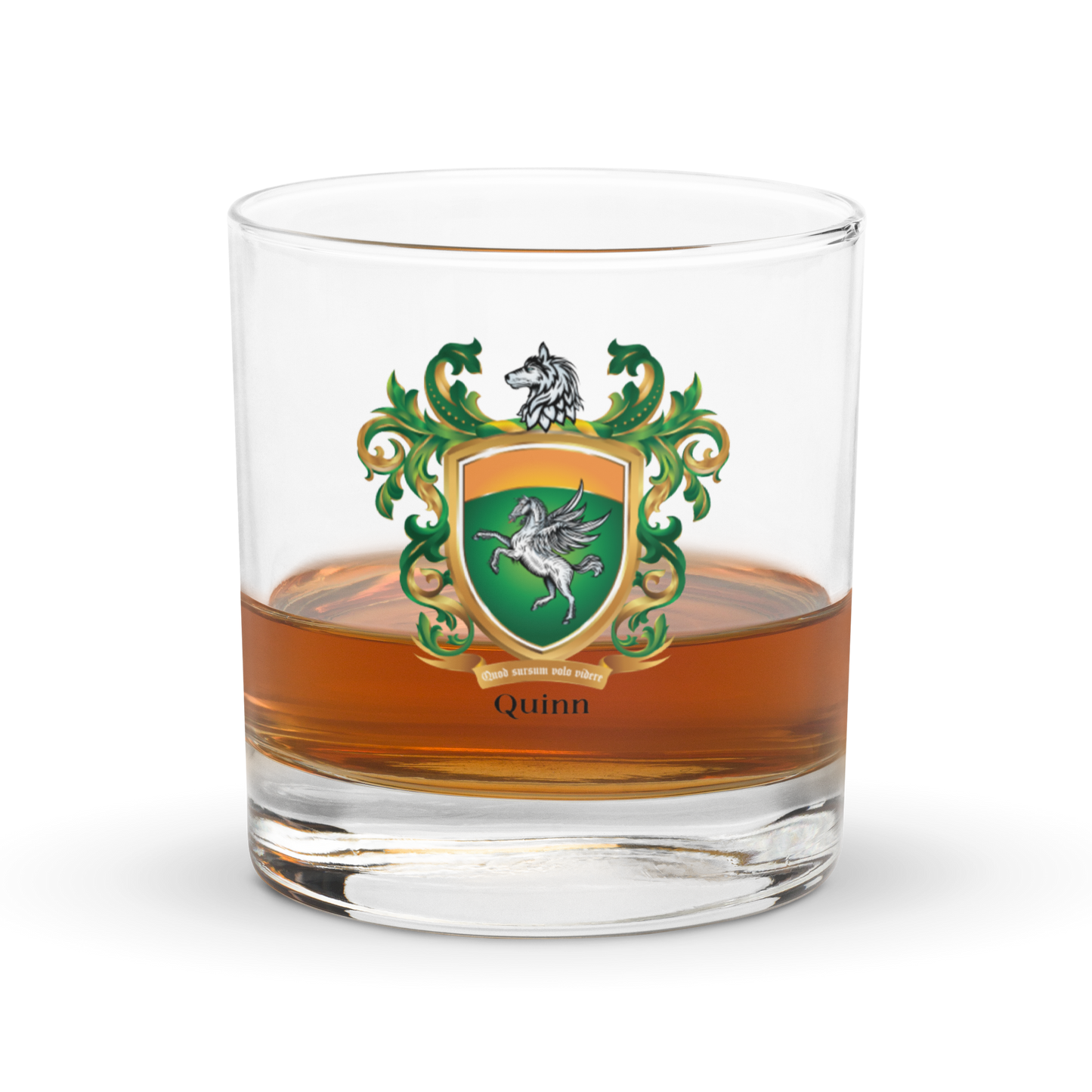 Quinn Family Crest Rocks Glass - Limerick origin