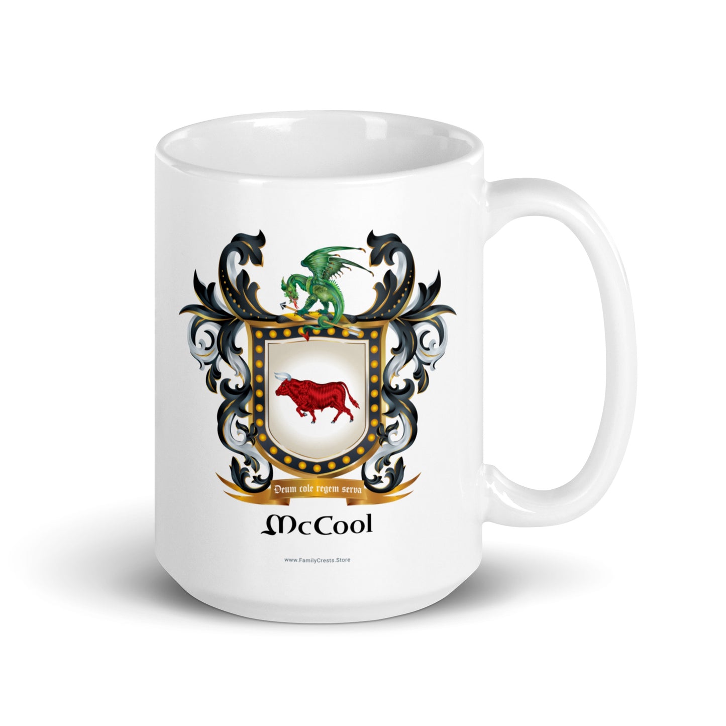 McCool Family Crest mug - red bull-Family Crests Store
