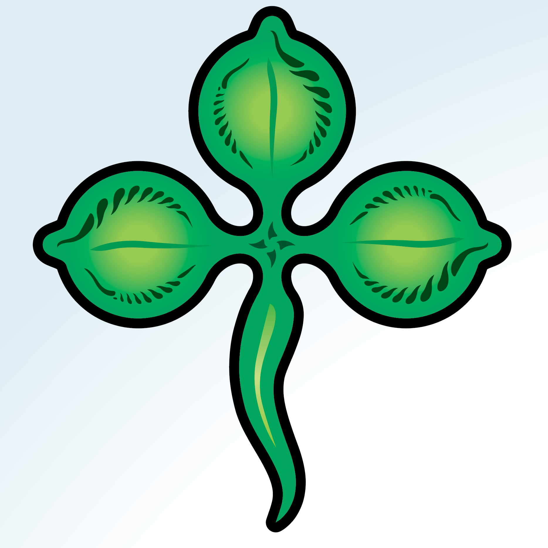 A close up of family crest green trefoil