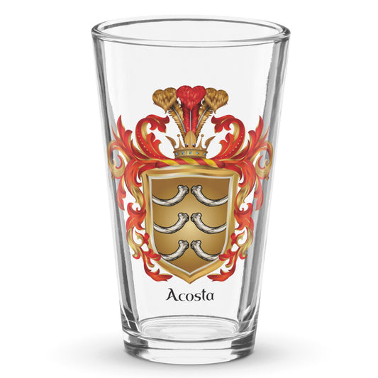 Acosta crest with six bones on a gold shield on a white background