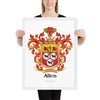 Allen Family Crest framed artprint