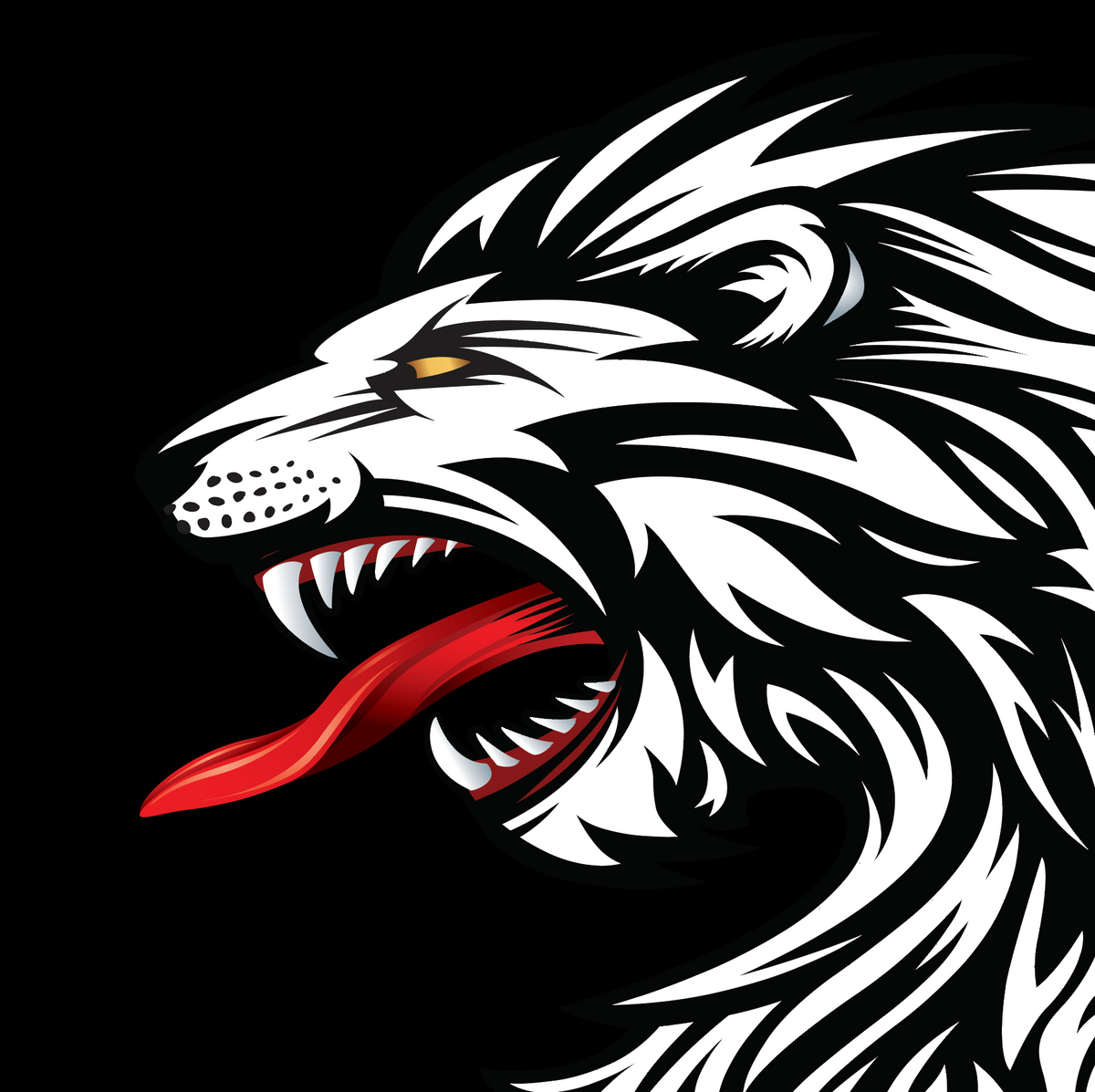 A close up of the Baker Family Crest featuring a roaring white lion head.