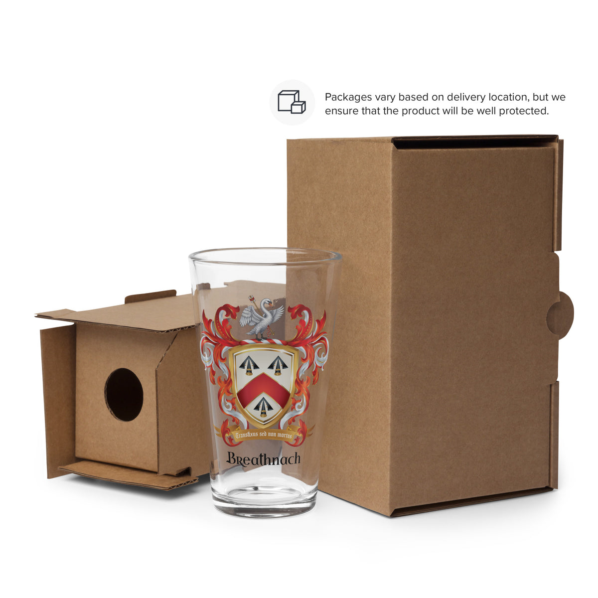 Breathnach Family Crest beer glass