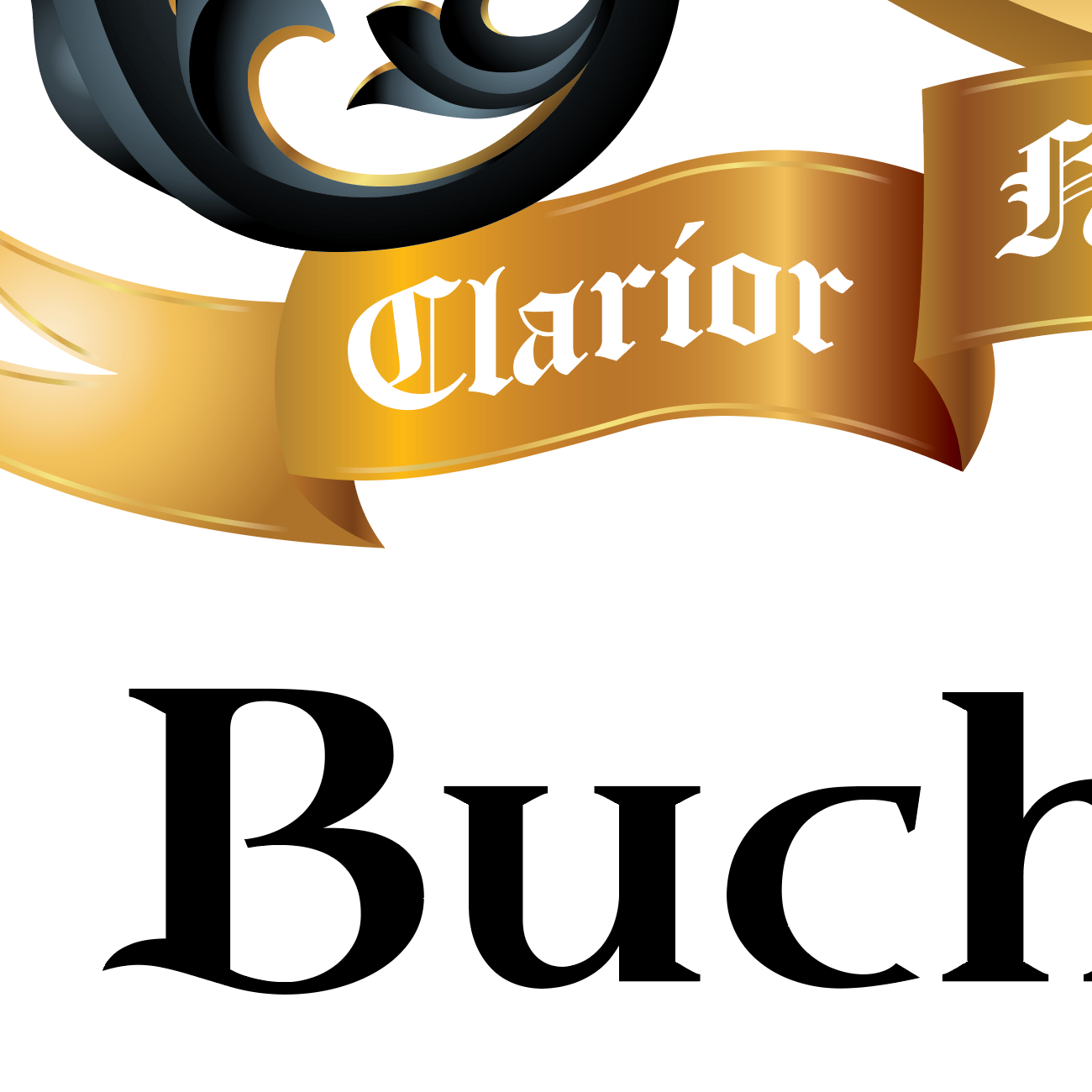 A closeup from the Buchanan Family Crest showing typographic detail of motto and name.