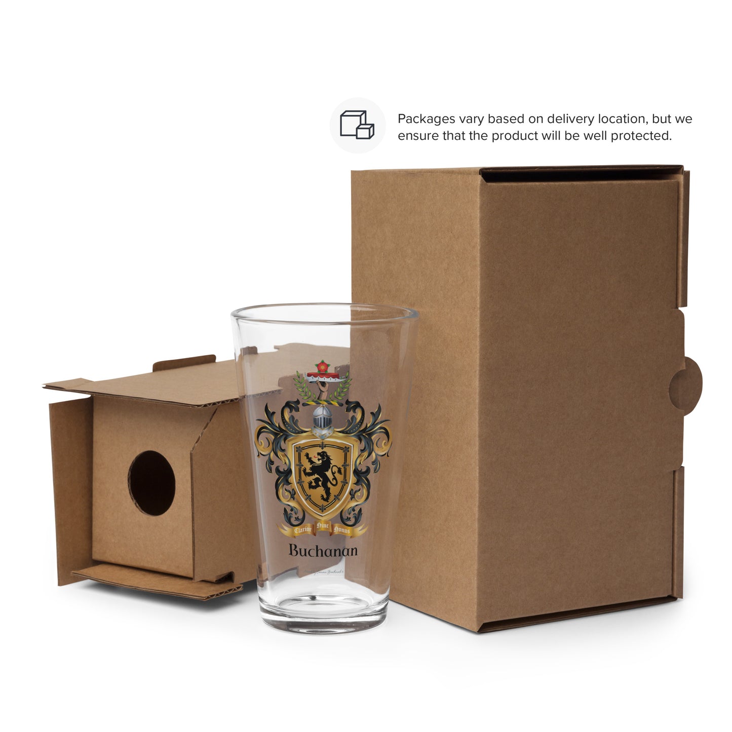 Buchanan Family Crest beer glass
