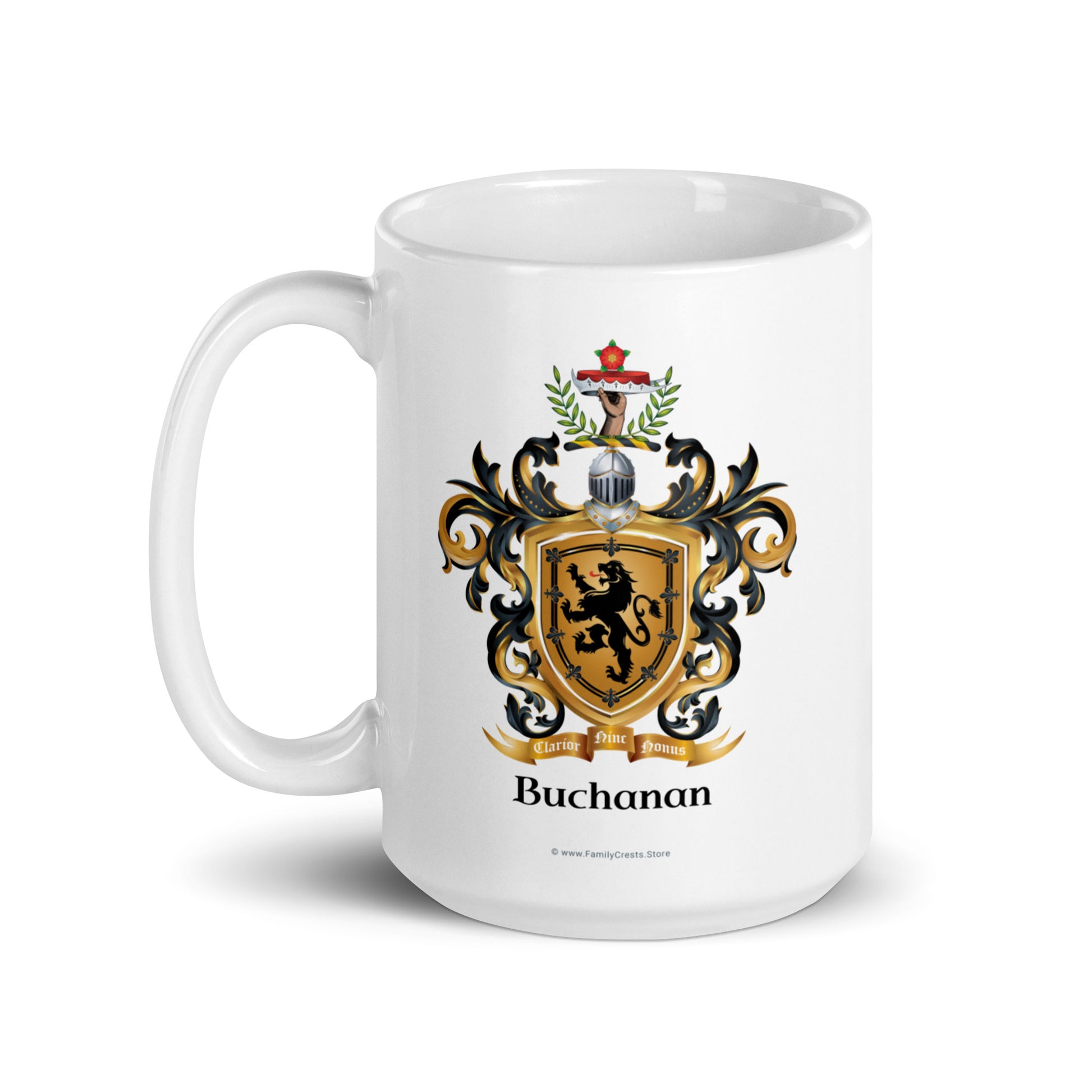 Buchanan Family Crest mug on white background - Family Crests Store