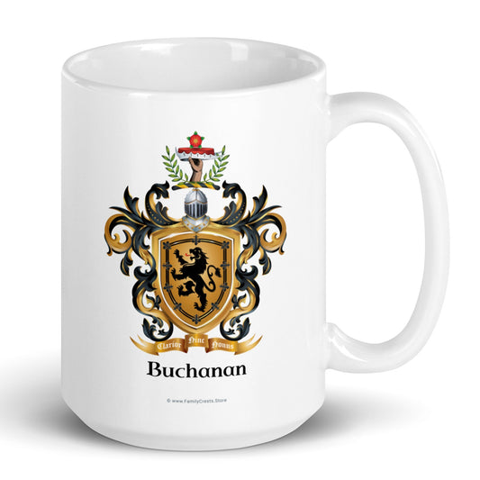 Buchanan Family Crest mug on white background - Family Crests Store