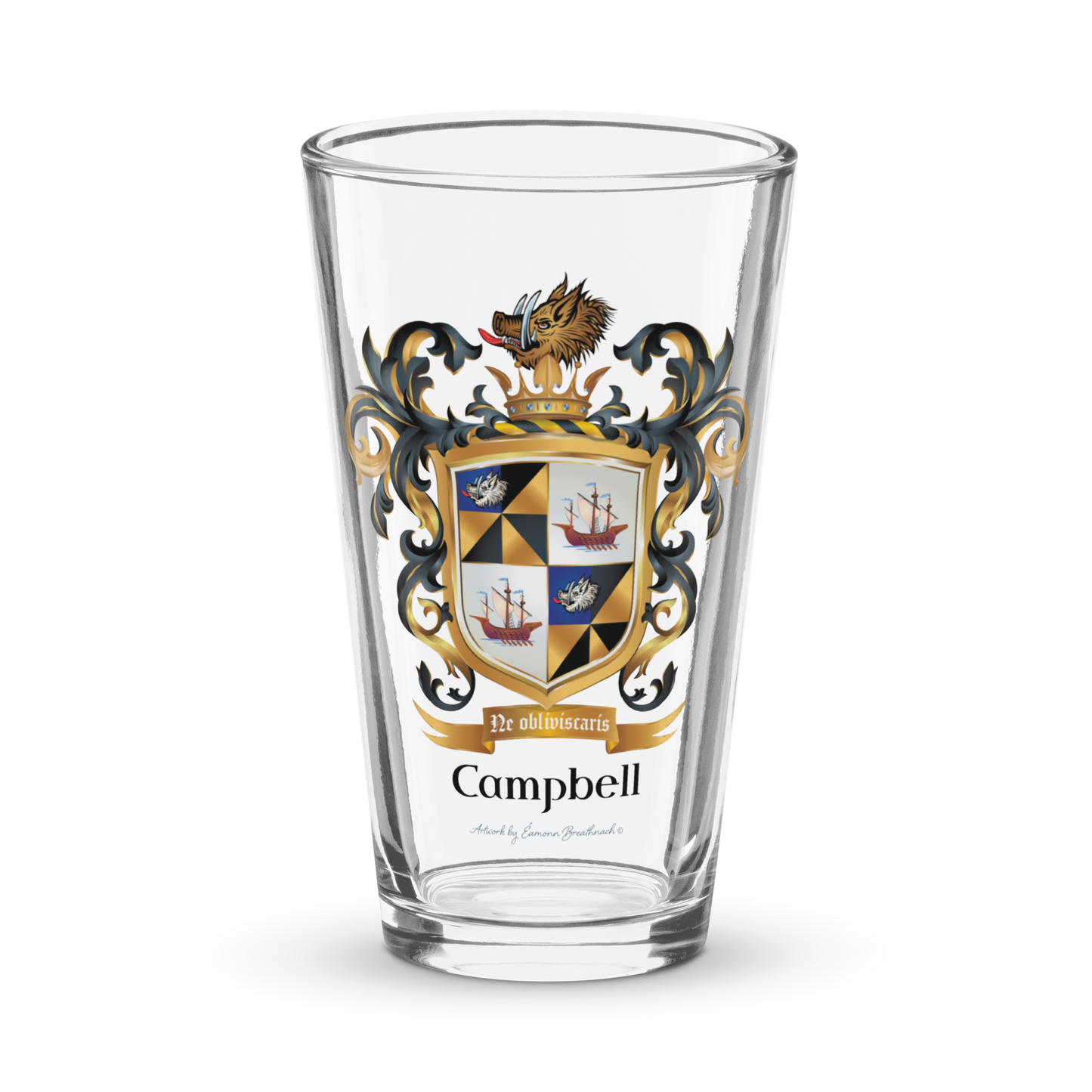 Campbell Family Crest beer glass - Argyll origin