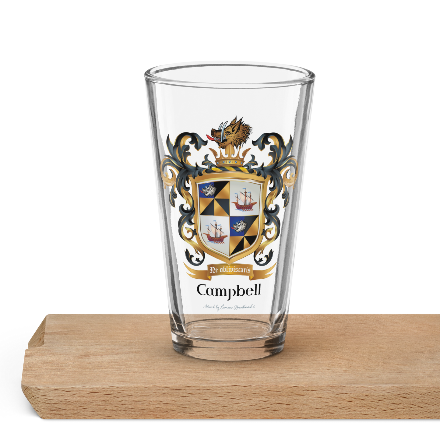 Campbell Family Crest beer glass - Argyll origin