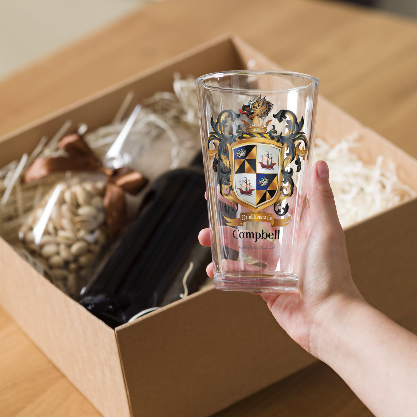 Campbell Family Crest beer glass - Argyll origin