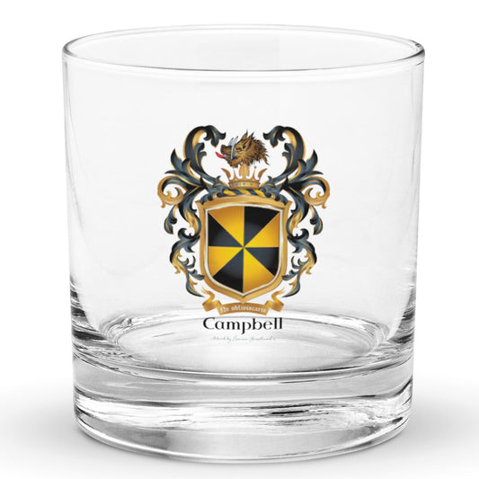Campbell Family Crest Whisky Glass - earliest recorded-with boar head