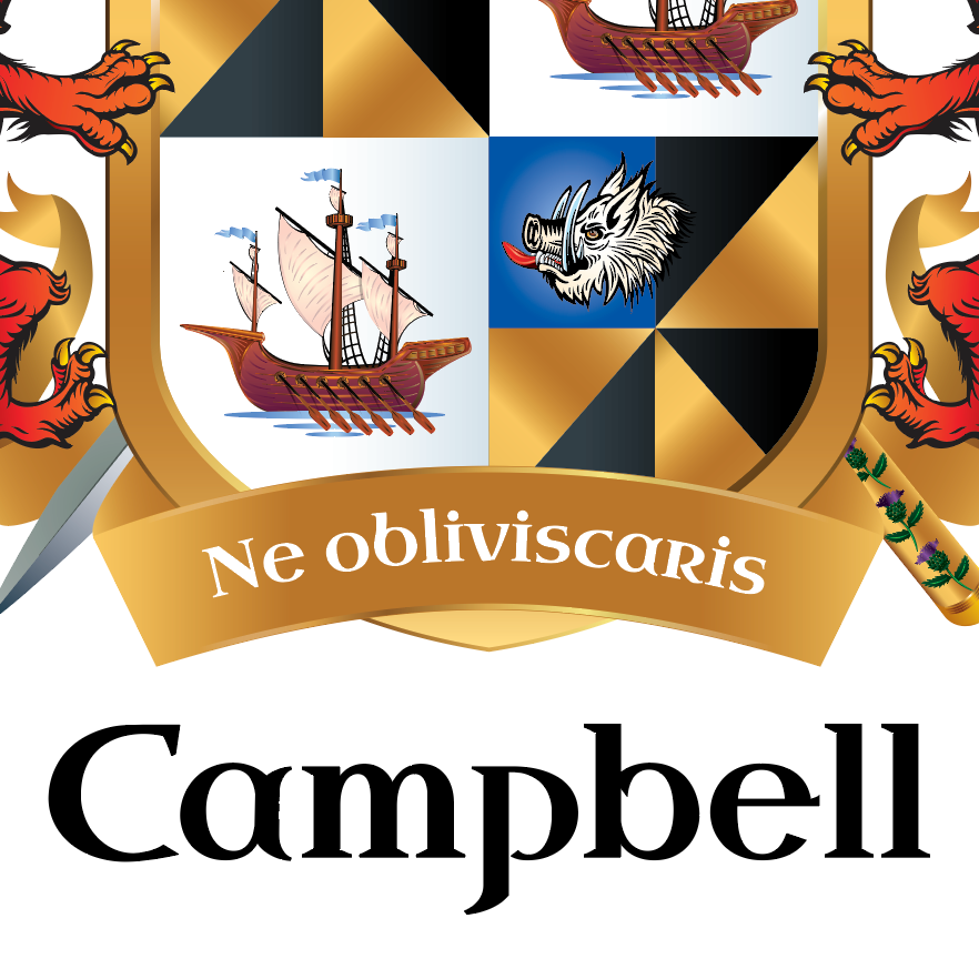 Campbell Family Crest Rocks Glass - with lions