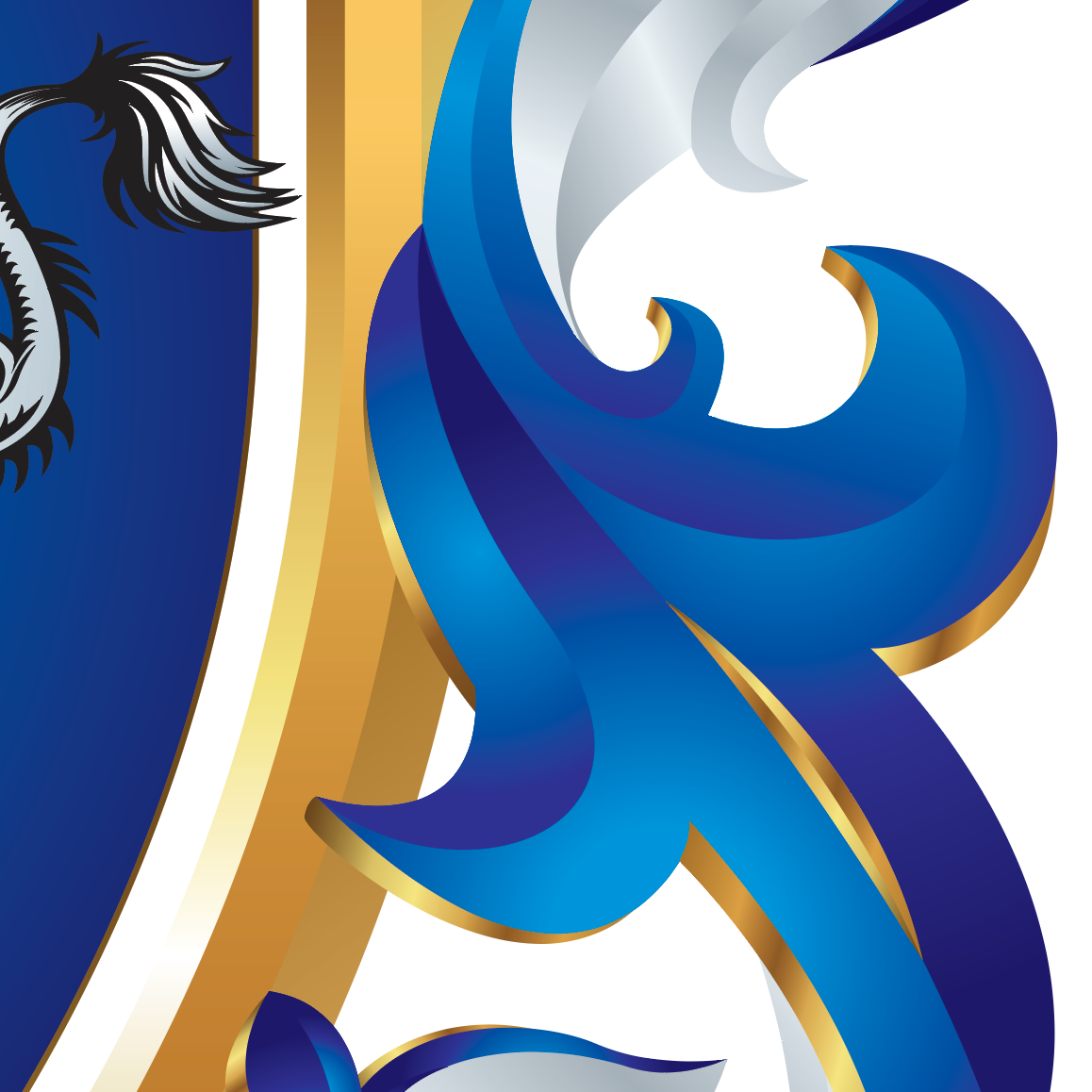 Close-up coat of arms decorative blue mantling