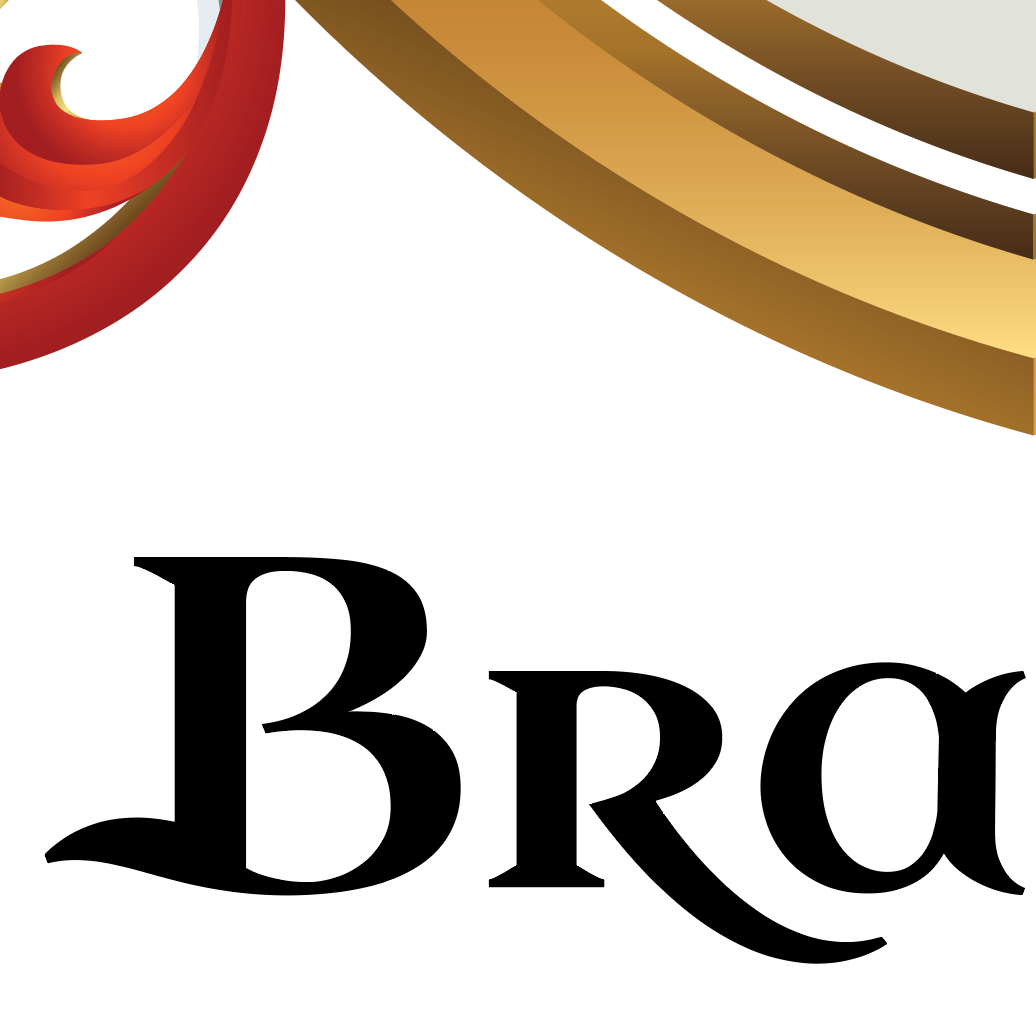 Close up of typographic treatment of B,r and a letters of the Bradley Family Crest 