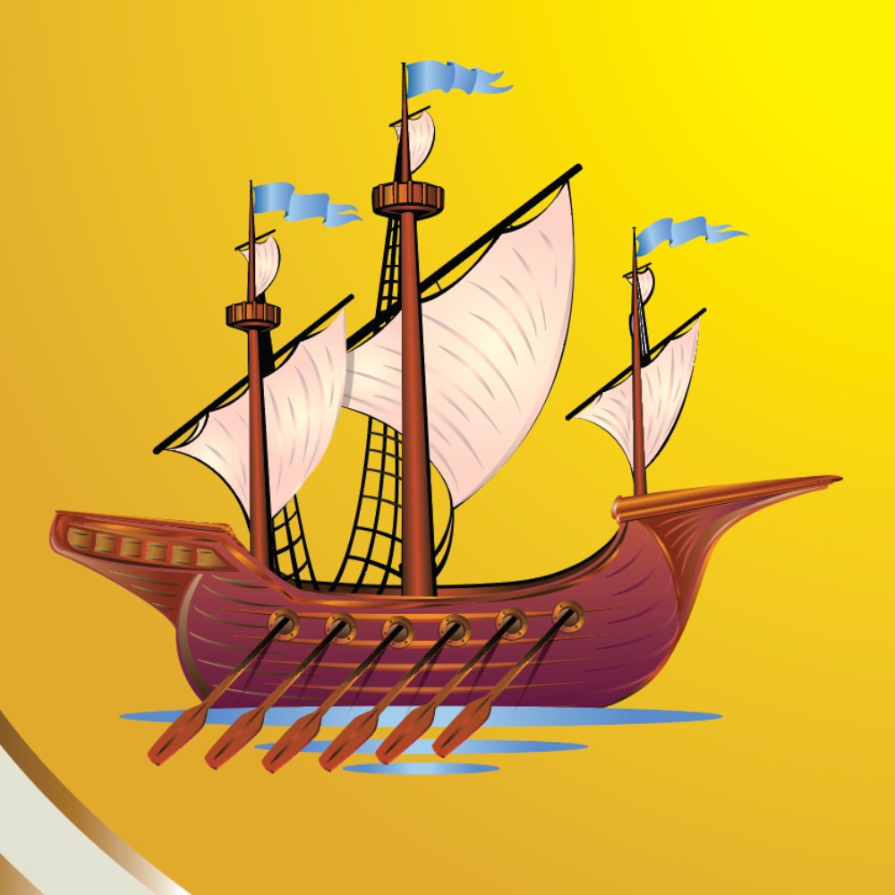 Close up of galley ship on coat of arms