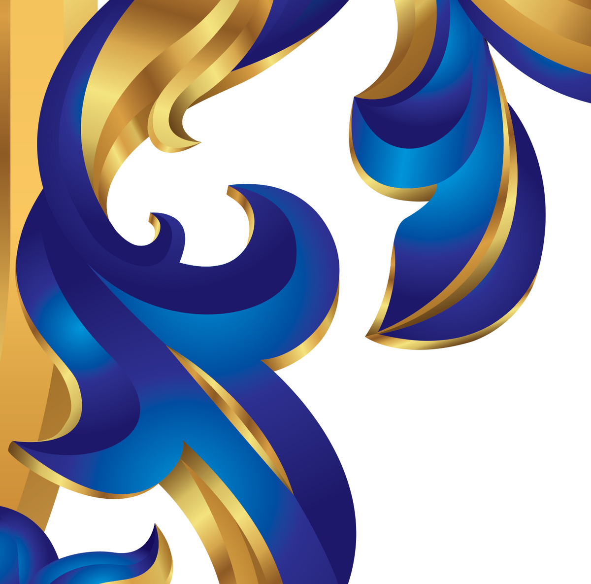 A closeup up segment of the Hansen family crest focusing on blue and gold mantling on a white background.
