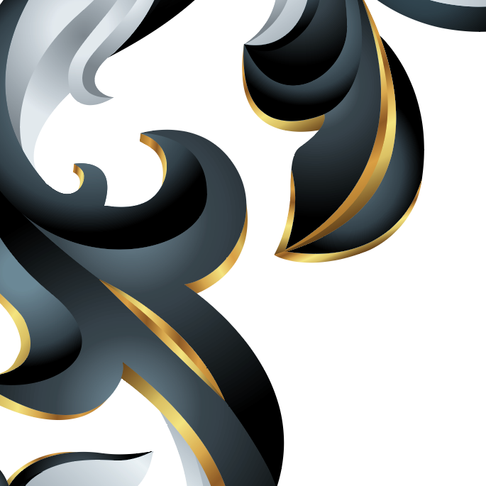 Black and white mantling with gole accents on a plain white background.