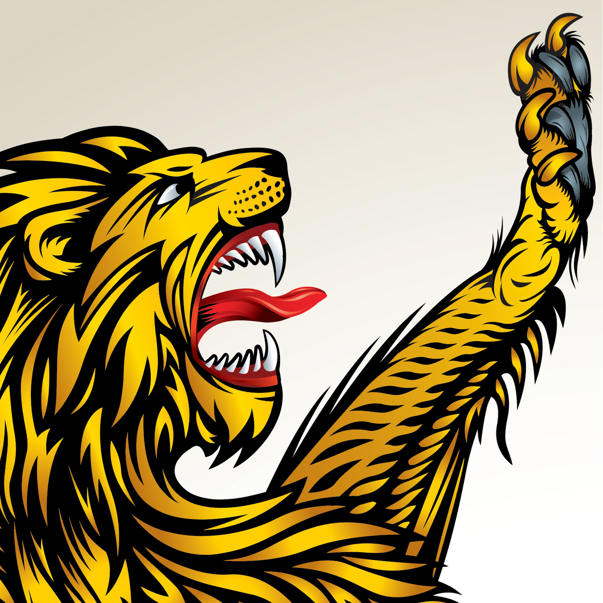 A close-up of the Collins coat of arms featuring lion with a raised paw, shown in yellow, black, red, and blue on a white background.