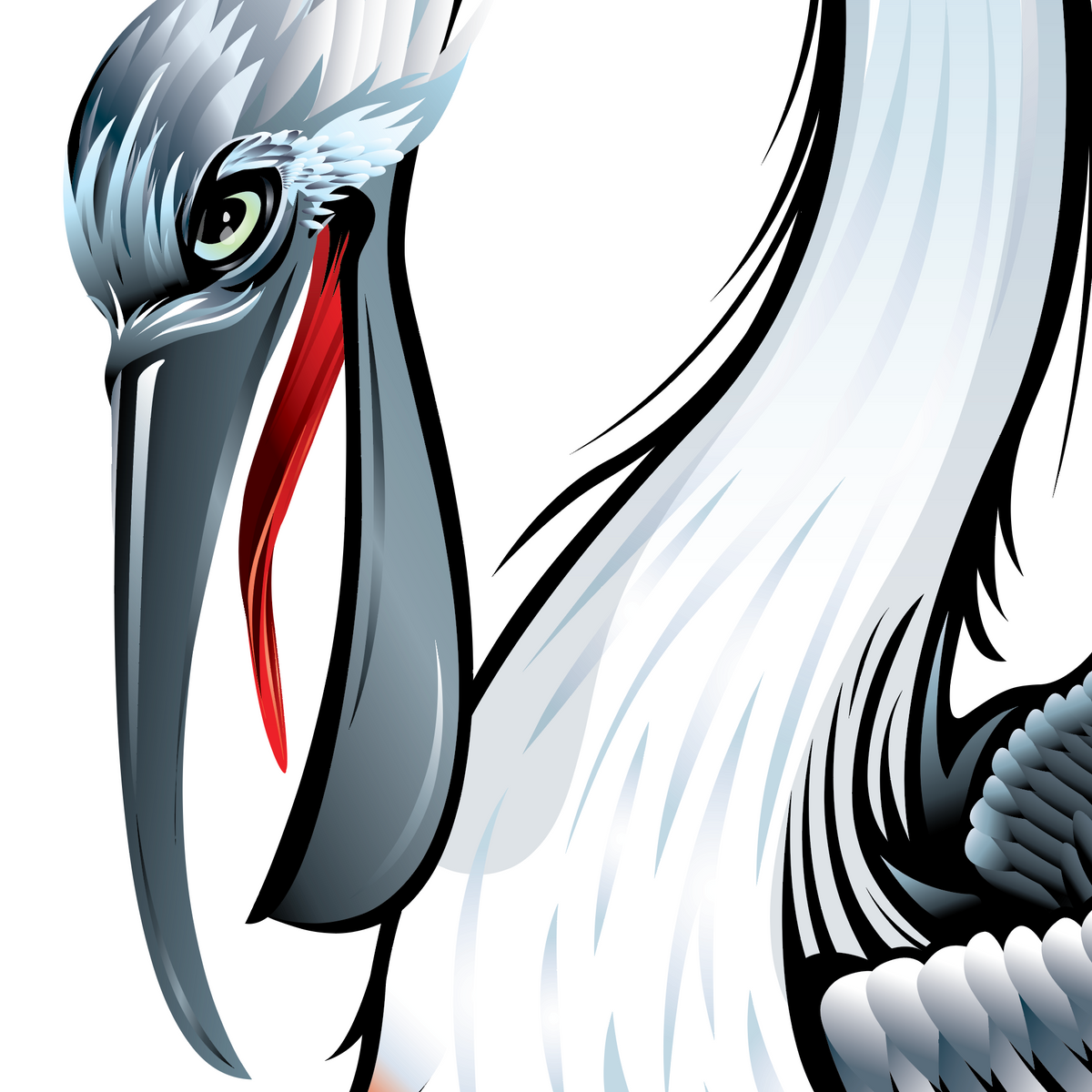 A close-up of the Collins coat of arms featuring a pellican with a long gray beak, on a white background.