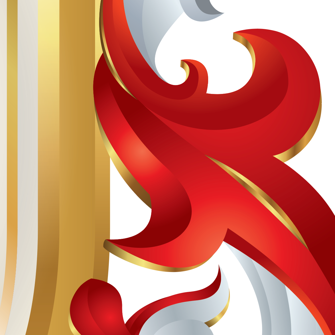 A close-up of the Collins coat of arms featuring flowing red ribbon-like mantling to the right of a section of the shield on a white background.