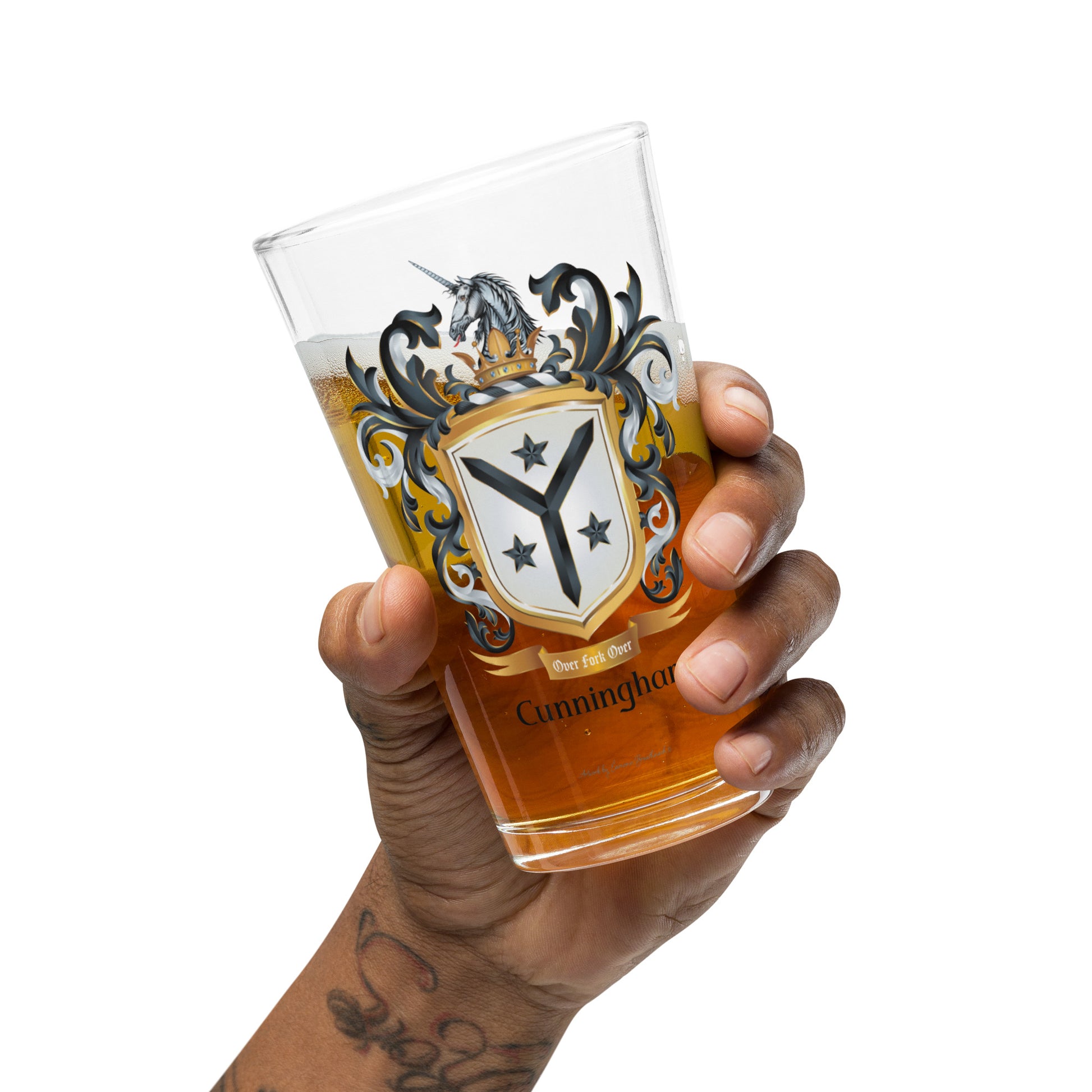 Cunningham Family Crest beer glass-Family Crests Store