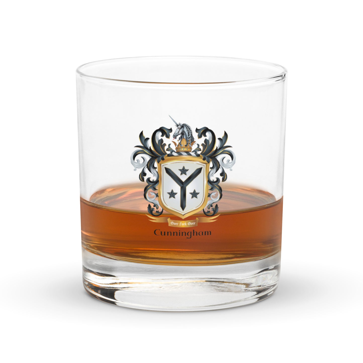 Cunningham Family Crest Rocks Glass-Family Crests Store