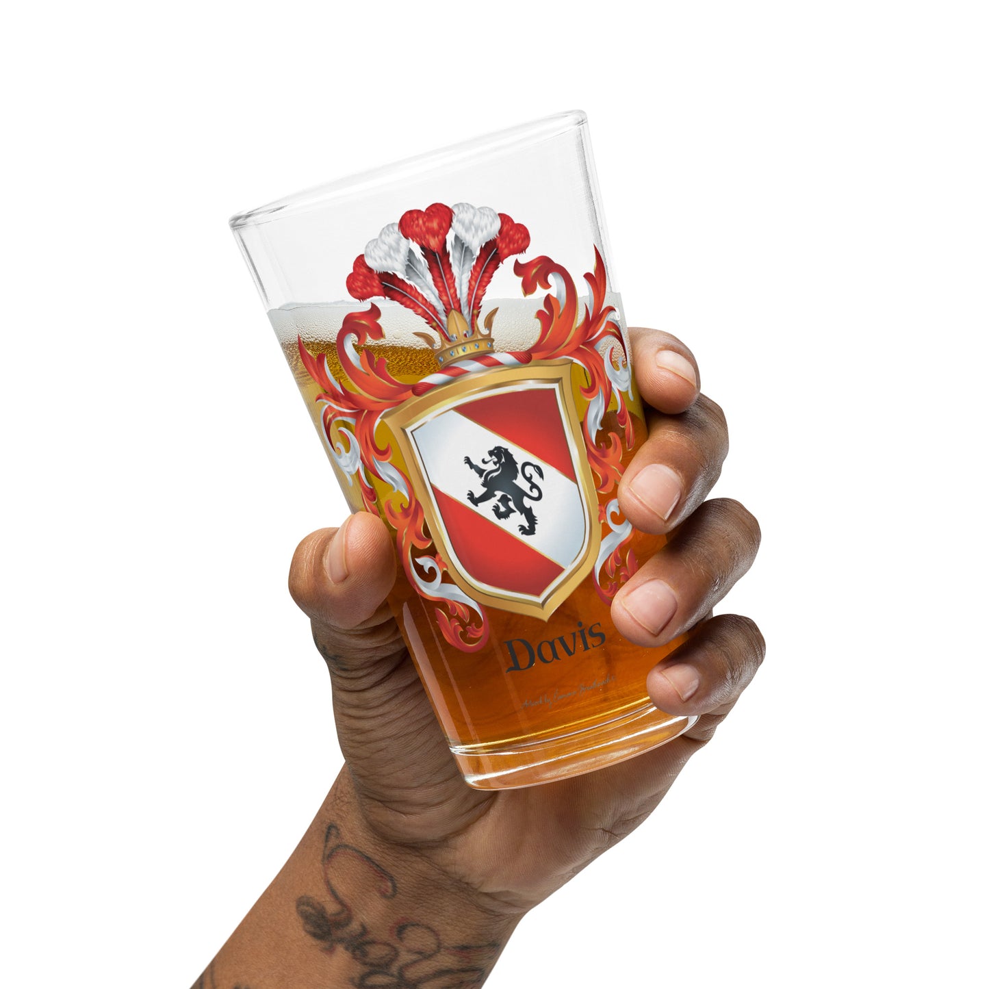 Davis Family Crest beer glass