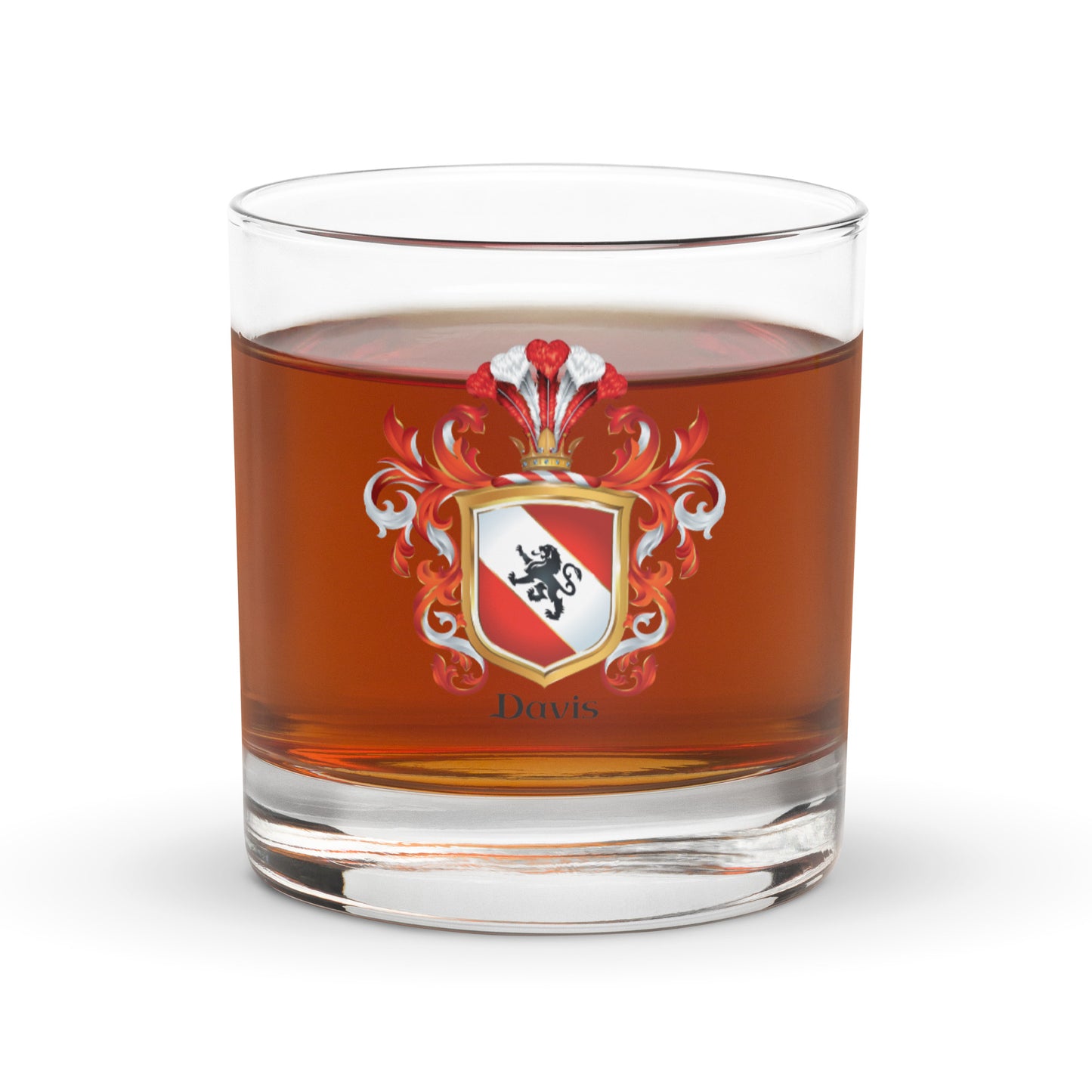 Davis Family Crest Rocks Glass