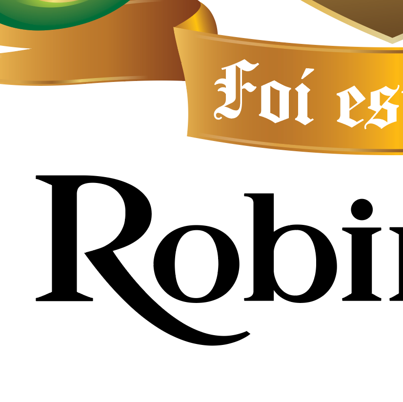 Detailed closeup of Robinson Family Crest typography of name and motto