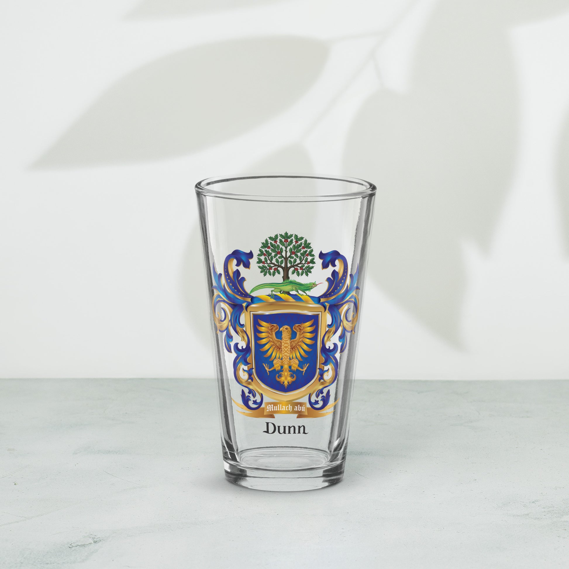 Dunn Family Crest beer glass-Family Crests Store