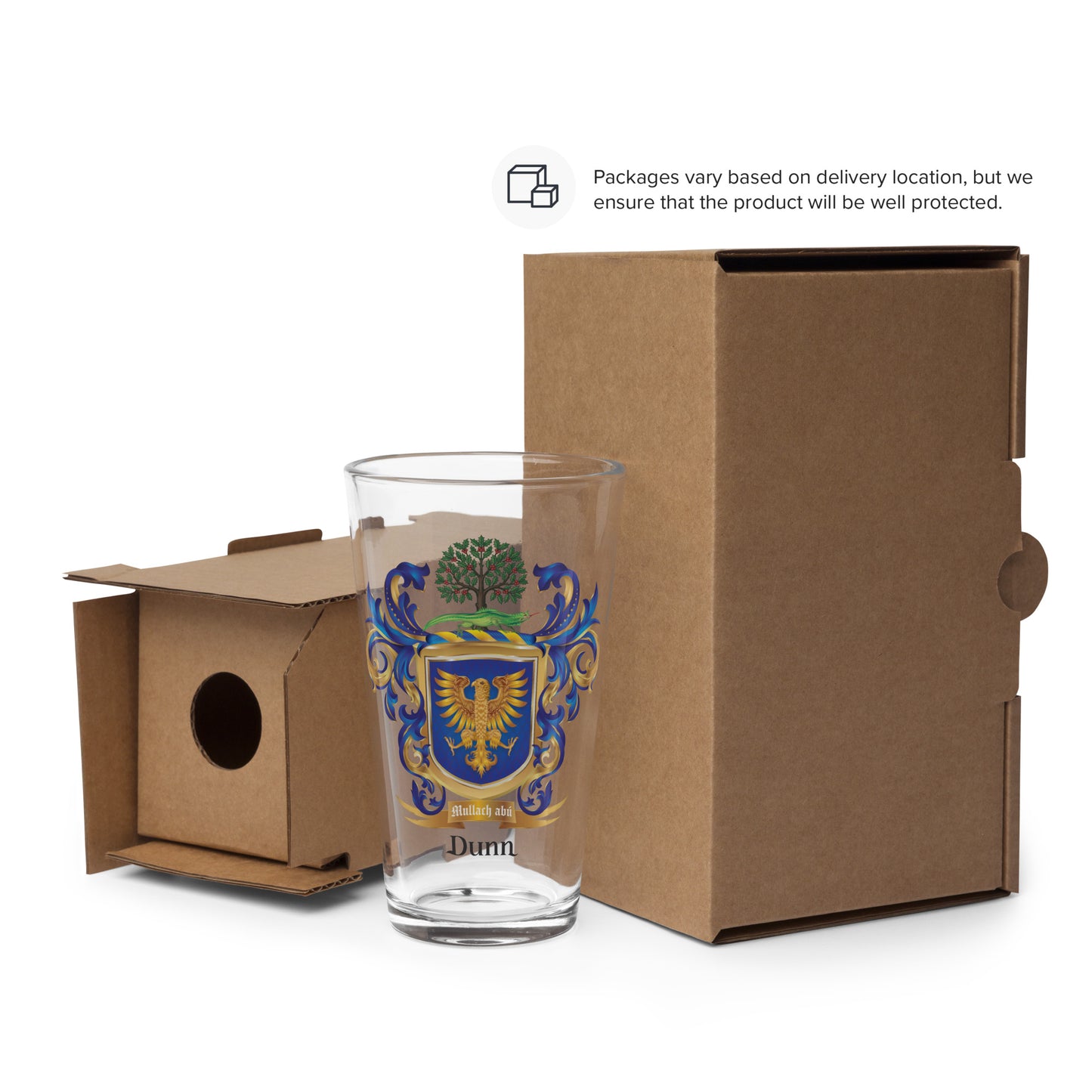 Dunn Family Crest beer glass-Family Crests Store