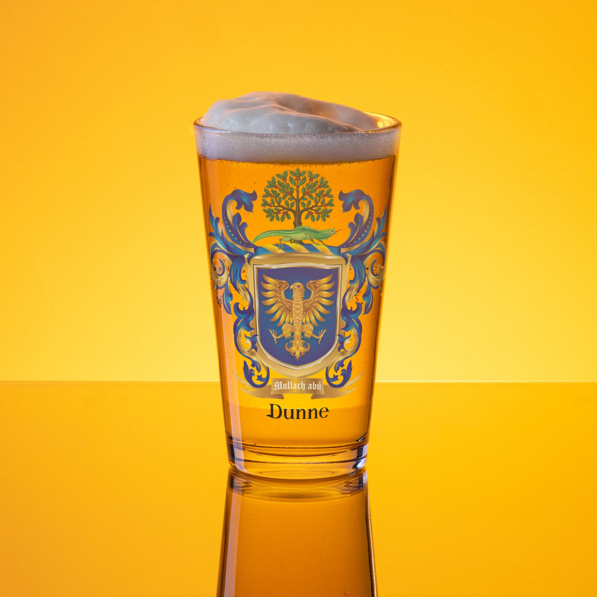 Dunne Family Crest beer glass-Family Crests Store