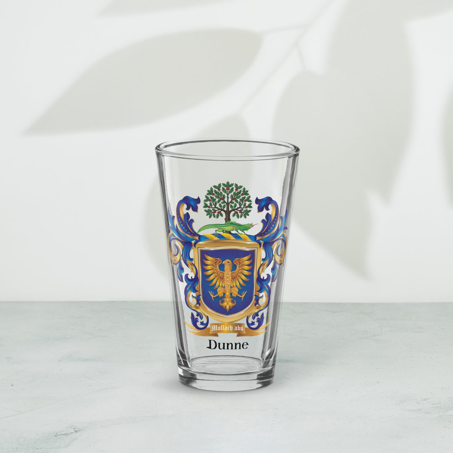 Dunne Family Crest beer glass-Family Crests Store