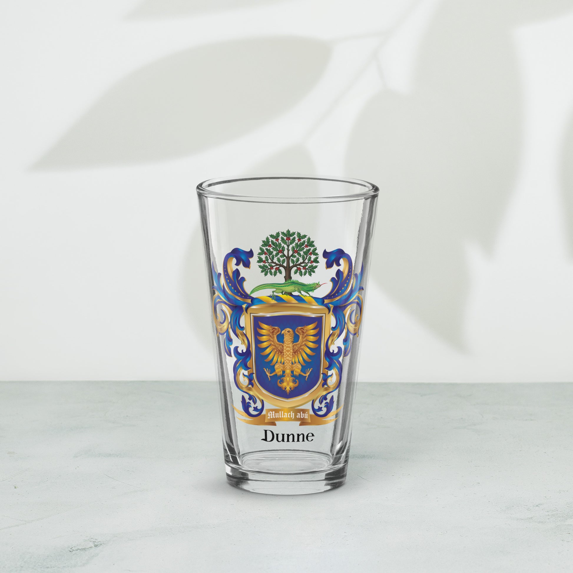 Dunne Family Crest beer glass-Family Crests Store