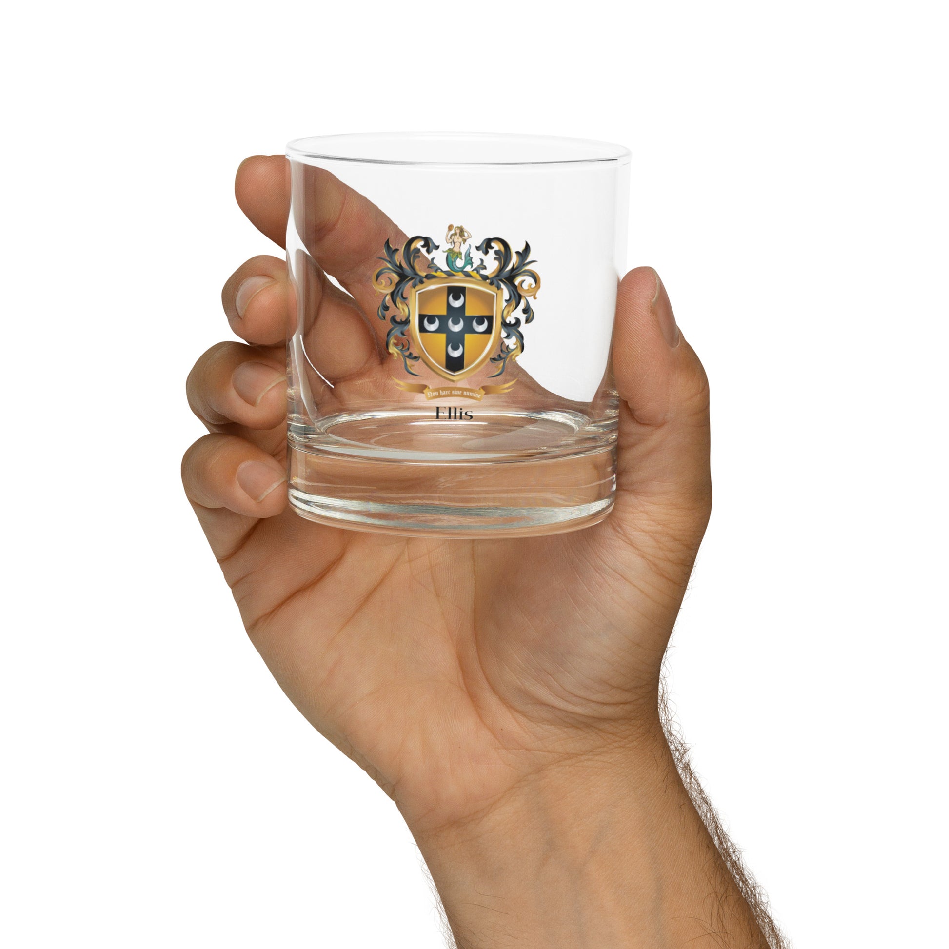 Ellis Family Crest Rocks Glass-Family Crests Store