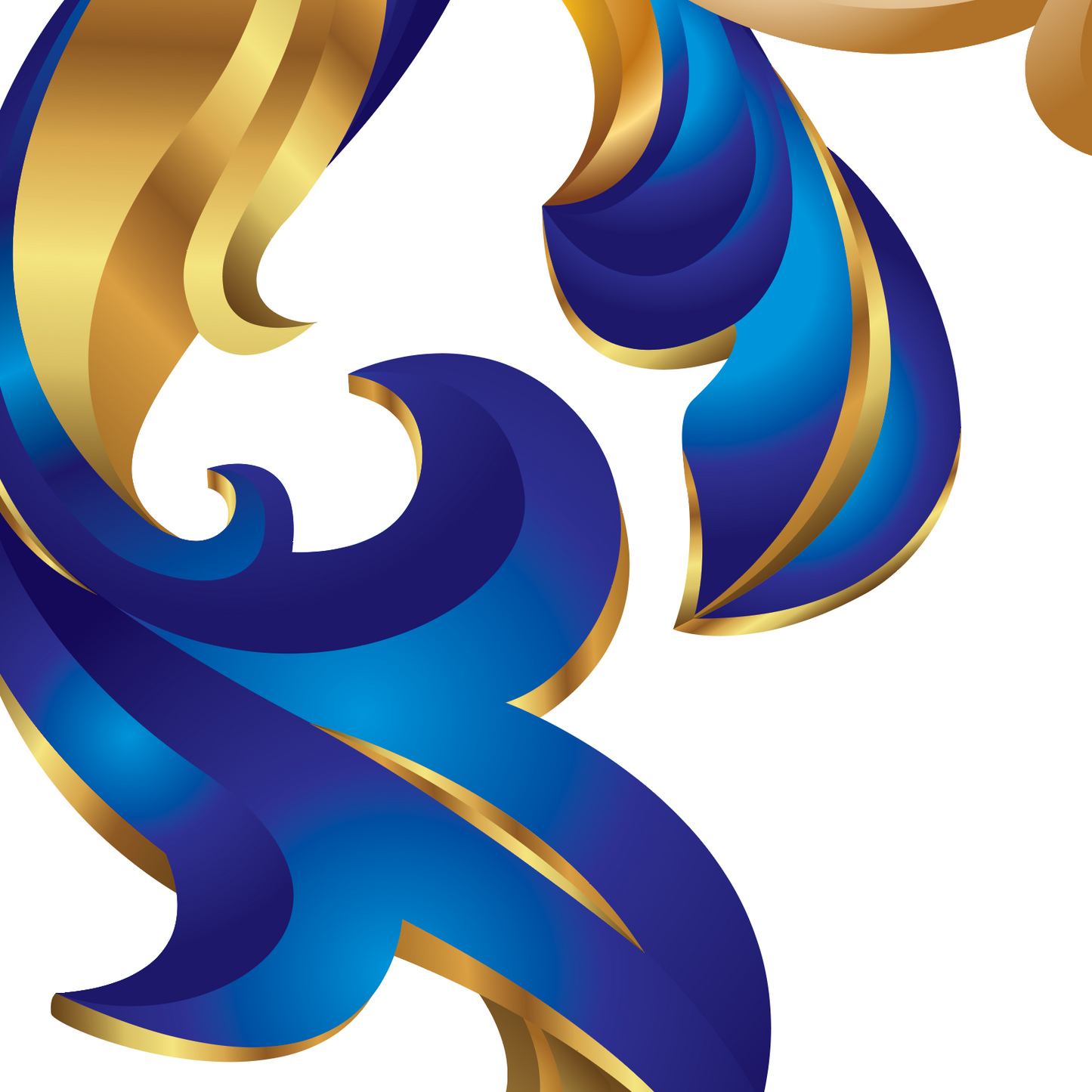 A close-up of the blue and gold mantling of the coat of arms