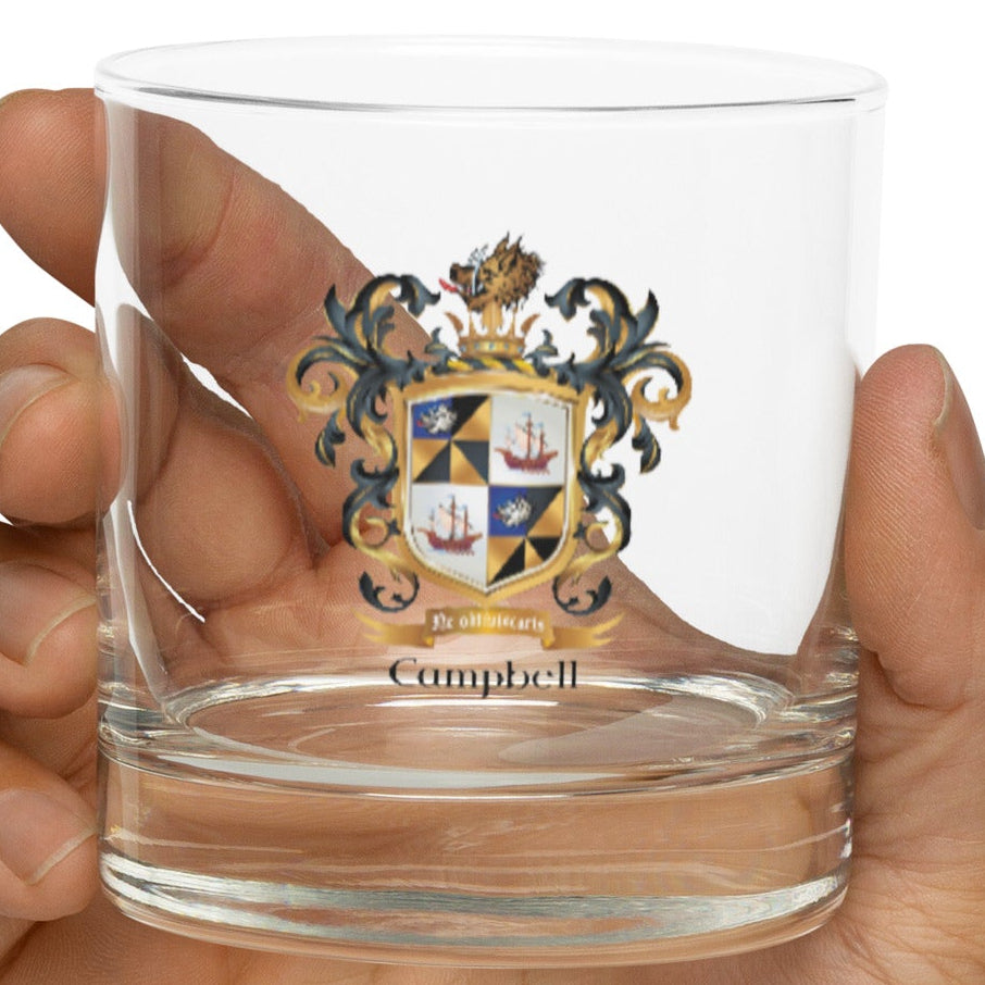 Campbell Family Crest Rocks Glass - Argyll origin