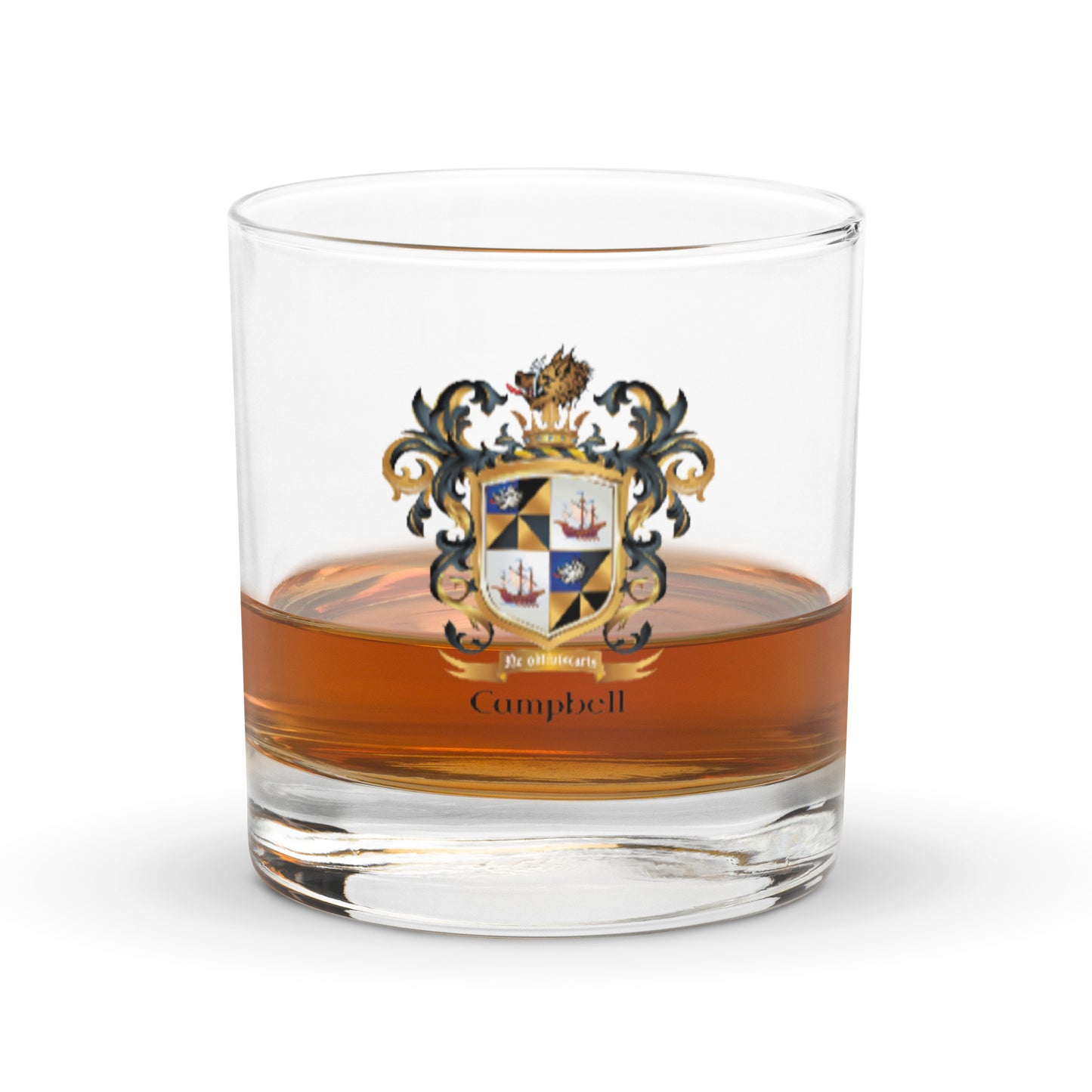 Campbell Family Crest Rocks Glass - Argyll origin