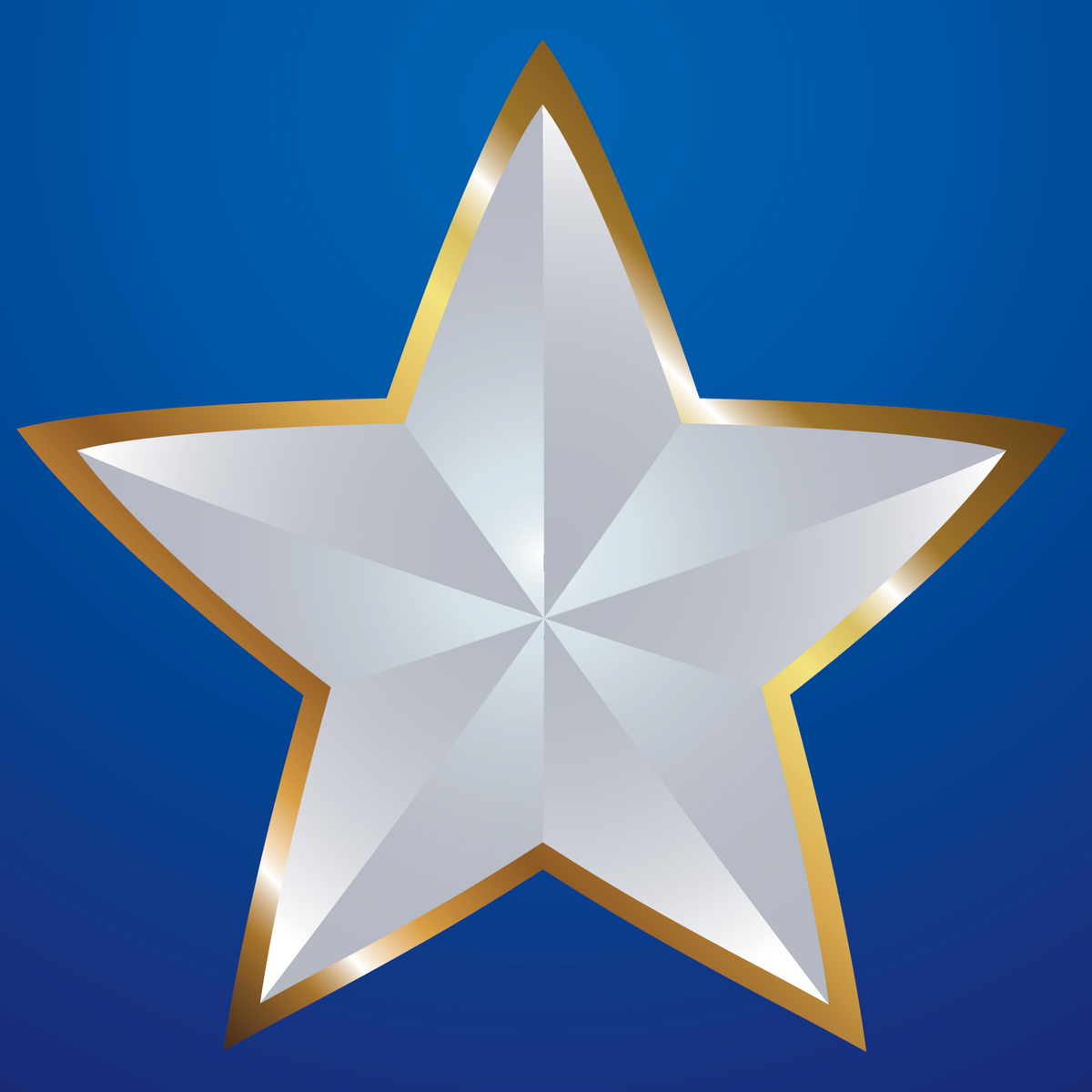 Family Crest closeup of white star on blue background