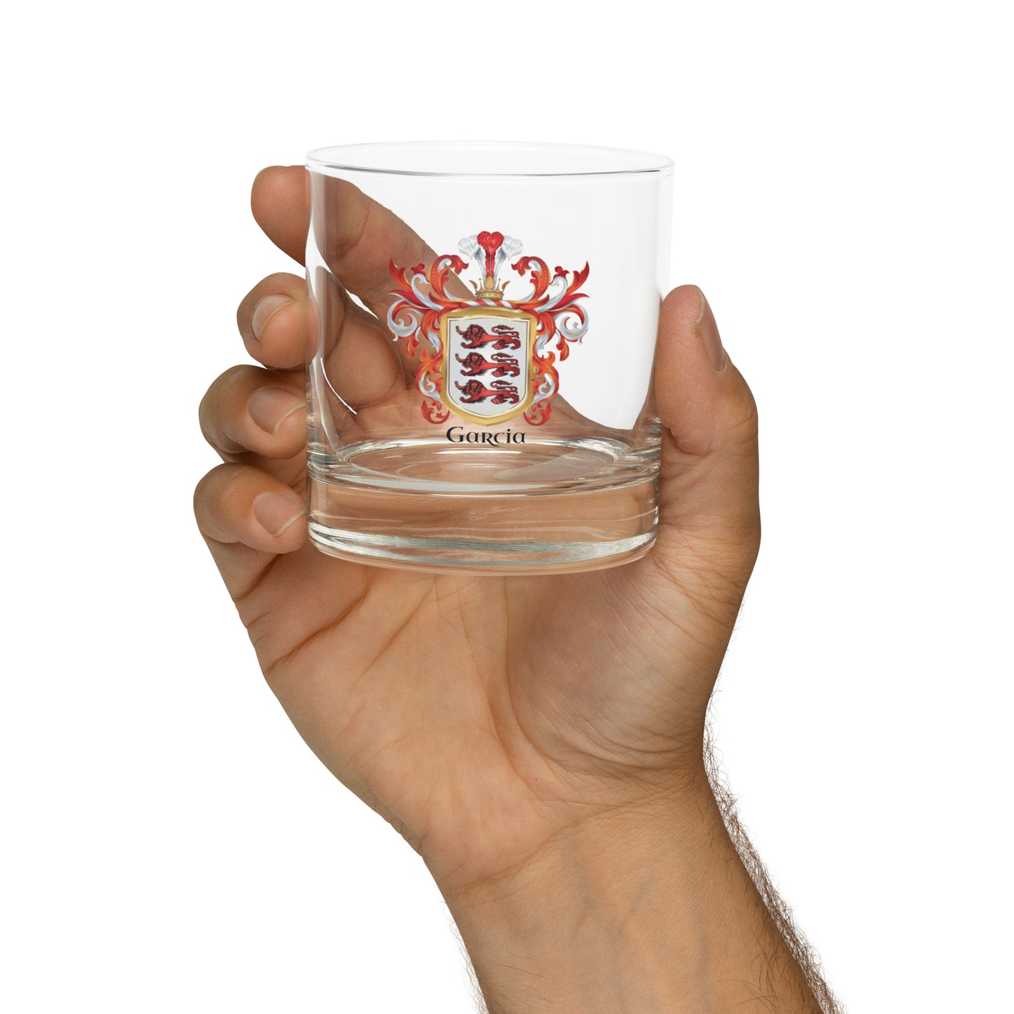 Garcia Family Crest Rocks Glass - Castile and León origin-Family Crests Store