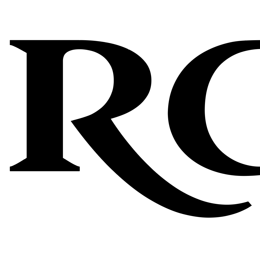 Detailed close up of the Garcia Family Crest showing stylised typographic detail of black letters 'RC' as part of the Garcia name