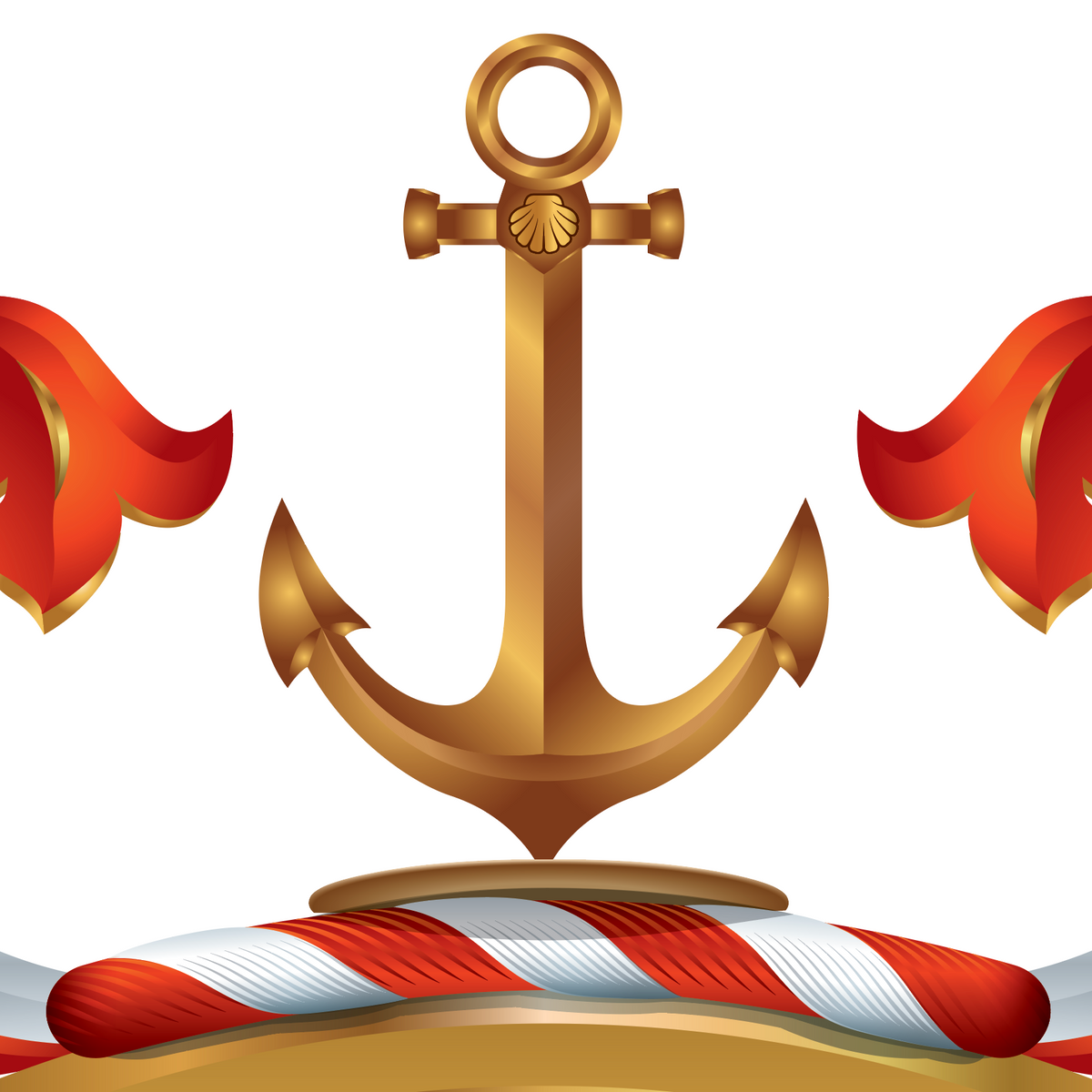 A close-up of the Grey Family Coat of Arms featuring a gold anchor on the crest of the shield.