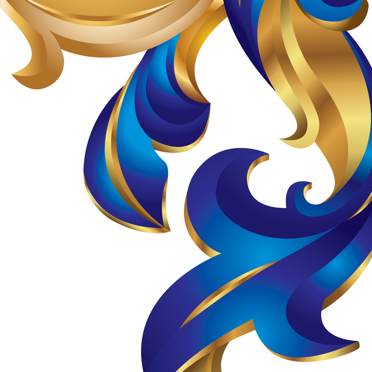 A closeup of the Green Family Crest showing detailed swirling blue and gold mantling.