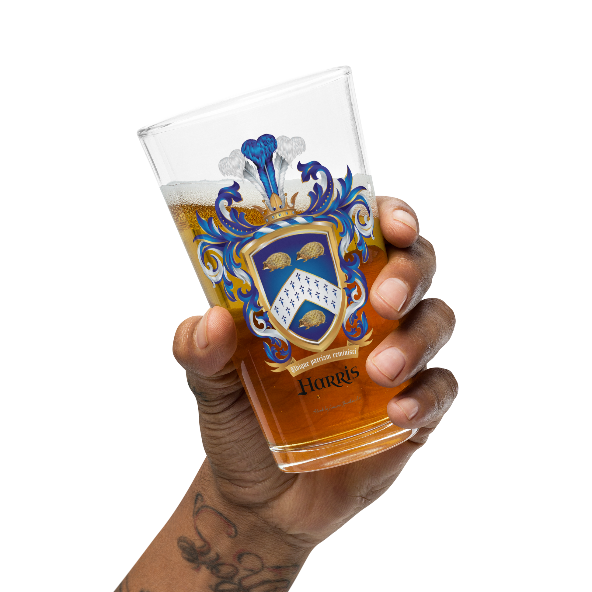 Harris Family Crest beer glass-Family Crests Store