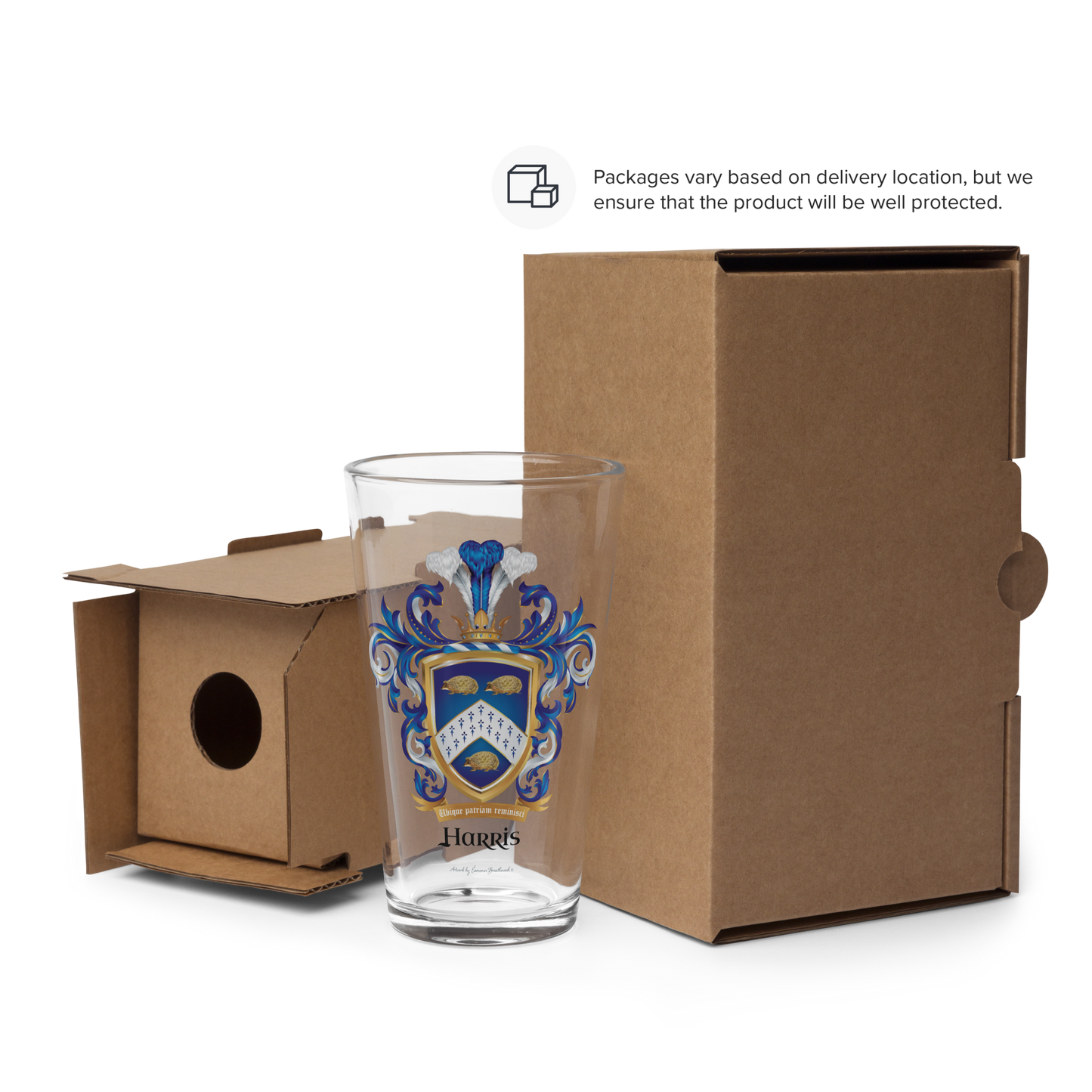 Harris Family Crest beer glass-Family Crests Store