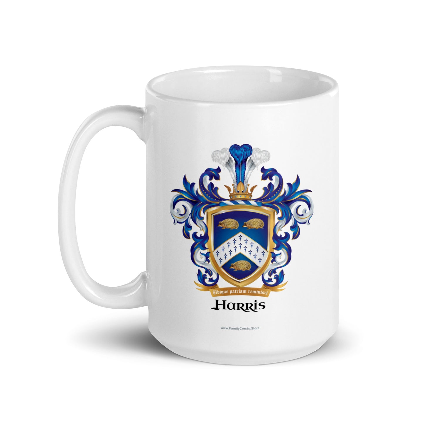 Harris Family Crest on a mug on white background